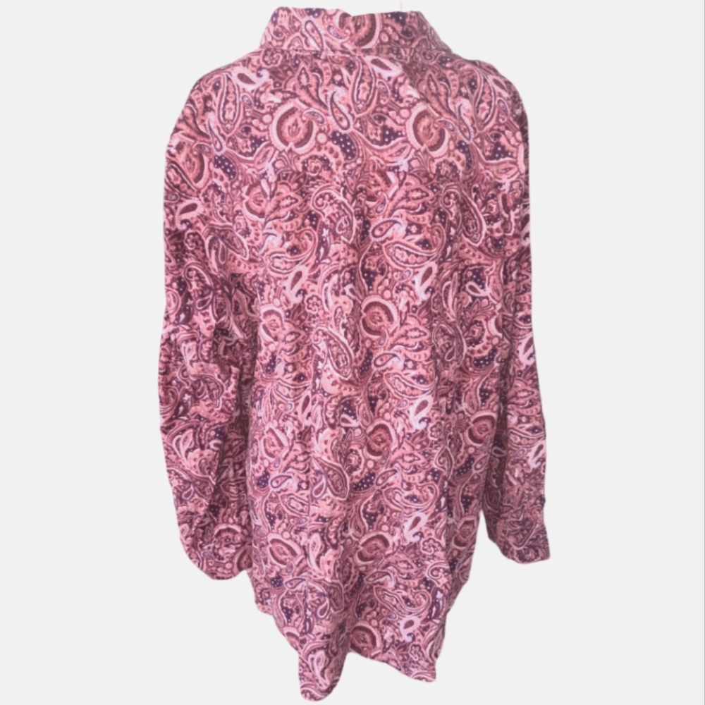 Woman Within courdroy paisley design long sleeve button-down shirt size 1X 22/24 - Picture 3 of 12